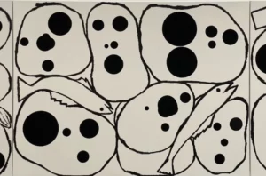 Mitja Tušek, With fish, empty form, de la série Portraits (légumes) de 2024, présentée à l'exposition Wait and See